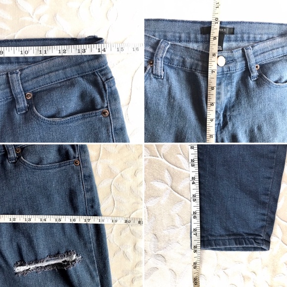Forever 21 Jeans Blue Denim size 27 Destroyed Slim - Picture 7 of 7
